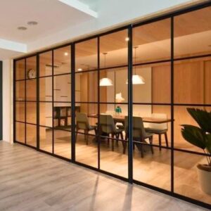 Brown tinted glass partition for office