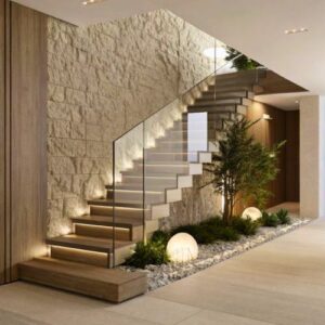 Stairs glass railing
