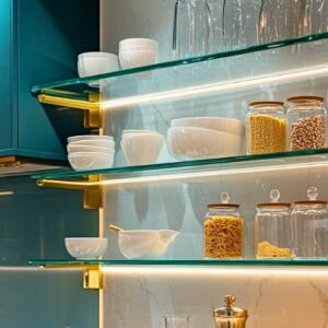 Kitchen Storage with Glass Shelves
